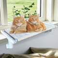 Cat Bed Window Sill Perch,Adjustable Cat Bedside Hammock Metal Frame Kitten Shelf Windowsill for Indoor Large Heavy Cats No Drilling Window Sill Extender for Pets (White, L)