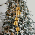Gold Metal Vintage Bells with Jute Rope for Christmas Tree, Wreath, Party Decor - 3.5W x 21H