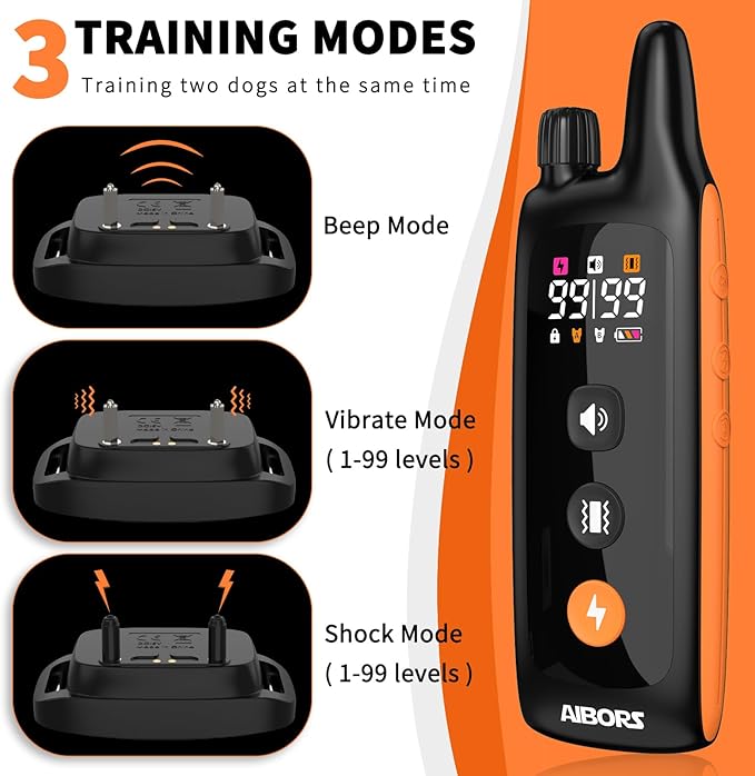 Dog Shock Collar with Remote - 4000Ft Dog Training Collar for Small Medium Large Dogs 10-120lbs, Waterproof Rechargeable E Collars for 2 Dogs with Beep Vibration (1-99) and Humane Shock (1-99) Modes
