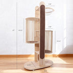 Natural Solid Wooden Cat Tower, 67''Modern Multi-Level Cat Tree Tower, Cat Tower for Indoor with Sisal Scratching Post Luxury Large Cat Furniture，Brown