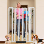 55 Inch Extra Tall Pet Gate for Cats,29.92"-43" Adjustable Wide Dog Gates,Pressure Mounted Walk Through Tall Pets Gate for Doorways,Hallway,Stairs(White)