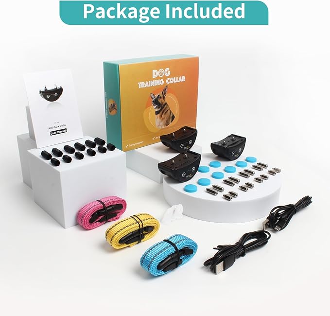 PetJoy Dog Bark Collar, Automatic Barking Collars, Bark Shock Collar with 5 Adjustable Levels of Sensitivity, Barking Training Collar IPX7 Waterproof, Bark Collar 3 Packs