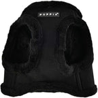 Puppia Terry Vest Dog Harness Step-in Winter Suede Warm No Choke No Pull Training Walking for Small and Medium Dog, Black, Large
