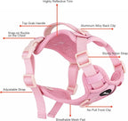 Petmolico No Pull Cute Dog Harness for Small Dogs, with Two Leash Clips and Soft Handle, Reflective Easy Walk Dog Harness- Light Pink,Small