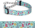 Martingale Dog Collar - Stainless Steel Chain, No Pull Training Collar with Flower Design for Large Medium Small Dogs (2, S)