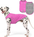 KYEESE 2Pack Dog Shirt, Lightweight Sun Protection Sleeveless Dog T Shirts for Medium Large Dogs Girl, Breathable Pet Reflective Tank Top Summer Dogs Clothes for Outdoor Walking, Grey+Hotpink, 2XL