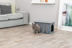TRIXIE Lene Felt Cat Condo - Indoor Cat Furniture - Small Hideaway Cave with Hanging Toy and Jute Scratching Pads - Gray