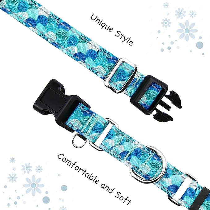 Reflective Martingale Collar with Buckle Adjustable Nylon Training Pet Collars for Extra Small Dogs (Turquoise Shell, XS)