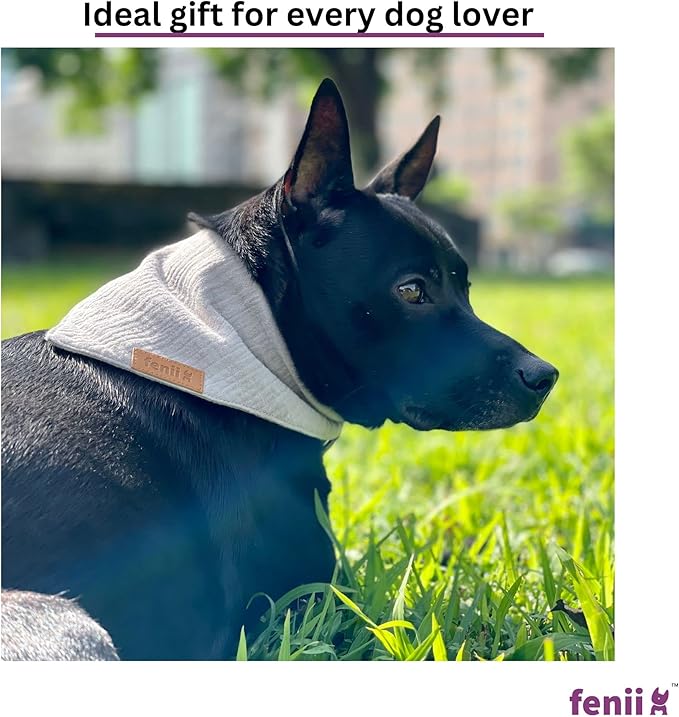 Premium Cotton Dog Bandanas - 2 Pack - Adjustable Fit - Washable - for Small, Medium & Large Breeds - Girl & Boy Dog Accessories - Multiple Sizes (Bumblebee Yellow & Pebble Gray, X-Large)