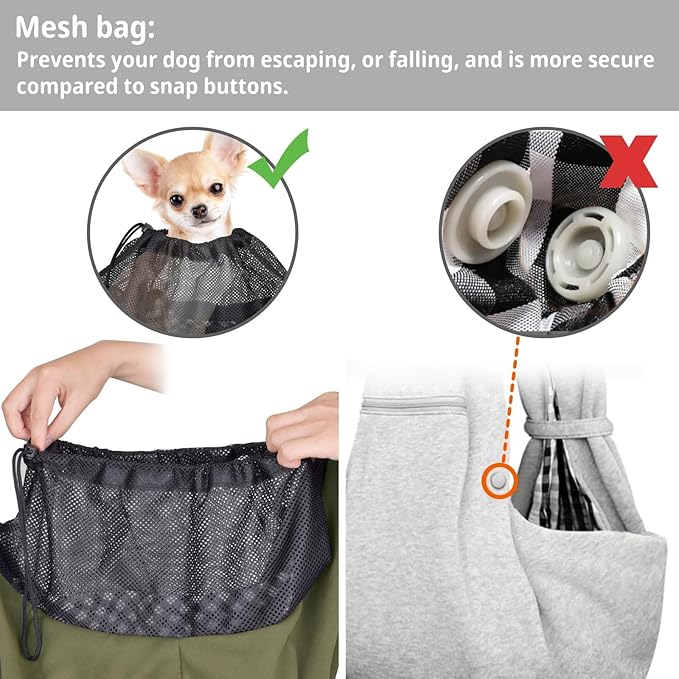 CUBY Dog and Cat Sling Carrier - Hands Free Adjustable Small Pet Sling - Soft Pouch and Tote Design - Suitable for Puppy, Small Dogs Cats Outdoor