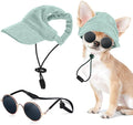 Jadive X-Small Dog Sun Hat with Ear Holes, Dog Cat Sunglasses with Anti-Slip Silicone Rope Baseball Cap Adjustable Puppy Sunbonnet Headdress Beach Visor Hat for Puppies Summer Outdoor(Green)