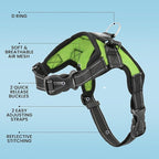 No Pull Reflective Adjustable Dog Harness With Handle- Comfortable Soft All Weather Mesh, Easy On Puppy Harness For Small Medium and Large Dogs (Green) Small
