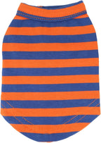 LOPHIPETS 100% Breathable Cotton Striped Dog Tee Shirt T-Shirt for Small Dogs Teacup Chihuahua Yorkie Puppy Clothes -Orange and Blue Strips/XXS