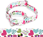 Martingale Dog Collars - Flower Multicolor Cute Patterns, Adjustable Nylon Training Dog Collar Suitable for Boy and Girl Dogs Medium Large Dogs (11, L)