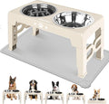 Elevated Dog Bowls for Medium Size Dogs with Mat, Non-Slip Dog Feeder with 1*Stainless Steel Dishes & 1*Slow Feeder Bowl, 5 Heights Adjustable Raised Bowls for 3.15″-8.66″-9.84″-11.02″-12.2″