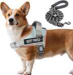 AUROTH Dog Harness and Leash Set, Soft Padded Service Dog Vest with 5.25FT Dog Leash, No Choke, Easy On Pet Vest, Adjustable Reflective No Pull Pet Vest Medium Sized Dog, Easy Walking and Training