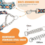 Martingale Dog Collar with Chain, No Pull Slip Cinch Choker Choke Collar Western Boho Aztec Duty Dog Collar for Medium Large Extra Large Pet Dogs,Western L