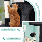 Dkeli Cat Tree for Indoor Cats Condo Tower with Scratching Post Tease Ball Perches Platform Small and Medium 54 Inch Multi-Level, Dark Gray
