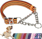 No-Pull Martingale Dog Collar for Medium Large Extra Large and XXL Dogs- Reflective Padded Strap & Durable Chain, Anti-Escape Design for Safe Walks & Training(Orange XL)