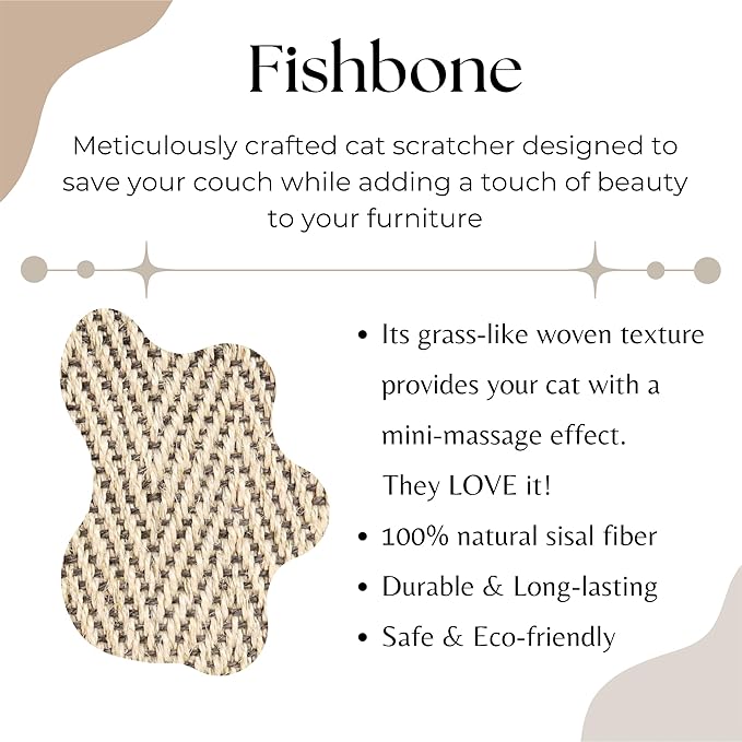 67''x15.7'' Extra Long and Thickened Sisal Cat Runner Rug, Wall Climbing Carpet, Sofa Protector, Durable Cat Wall/Door/Corner Scratcher, Attachable Scratch Pad for Indoor Cats, Hallway Rug(Fishbone)