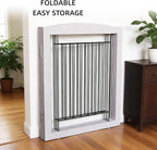 Dog Fence Indoor,Dog Gate Indoor for Doorway pet gate -4-Panel Freestanding, Hallways, House or Stairs -80x24-Inch Retractable Foldable Expandable Wood Pet by SFJC (Grey) ﻿