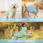 KYEESE 2Pack Dog Shirt, Soft Striped Dogs T Shirts, Lightweight Doggie Tank Top Cat Clothes, Sleeveless Dog Shirt for Small Dogs, Stretchy Pet Vest, Blue, Medium