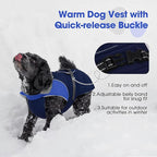 Nanaki Small Dog Coats for Winter Waterproof, Warm Fleece Lining Dog Jacket with Leash Hole, Reflective Cold Weather Puppy Jacket Vest, Easy On Pullover Pet Snow Jacket Male Female, Bulldog, Blue M