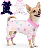 Glittme 2PACK Dog Pajamas Soft Dogs Clothes for Small Medium Dogs Elastic Cats Apparel Breathable Dog Pjs for Puppy