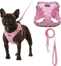 AMTOR Small Dog Harness with Leash Set, No Escape Easy Walk Puppy Harnesses for Training Walking, Step-in Reflective Soft Dogs Vest for XS S Medium Extra-Small Large Sized Dog(L Size,Pink/White)