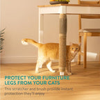 Navaris Cat Scratcher and Brush Table Leg Protector - Sisal Scratching Mat for Furniture Protection - Robust Cat Accessories to Protect Furniture - Scratch Pad for Indoor Cats
