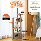 61 inches high, 6-Layer Platform Pets Cat Tree cat Tower for Indoor cat with Leaves,Sisal-Covered Scratching Post and Condo