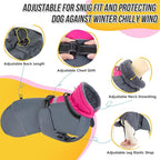 SlowTon Dog Winter Coat, Windproof 3 Layers Thick Warm Fleece Lining Dog Jacket for Cold Weather, Reflective Dogs Apparel with Leash Opening for Medium Large Dogs(Fuchsia,2XL)