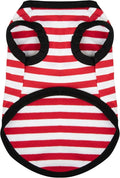 Paiaite Dog Striped Shirt Happy Color Cotton Sleeveless Puppy Shirts Breathable Pet Apparel Tank Top Colorful Puppy Sweatshirt Clothes for Small Medium Dogs Red L