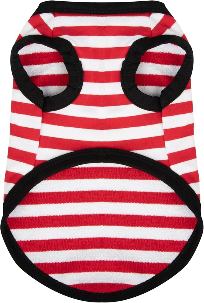 Paiaite Dog Striped Shirt Happy Color Cotton Sleeveless Puppy Shirts Breathable Pet Apparel Tank Top Colorful Puppy Sweatshirt Clothes for Small Medium Dogs Red XS