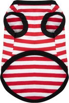 Paiaite Dog Striped Shirt Happy Color Cotton Sleeveless Puppy Pet Shirts Breathable Apparel Tank Top Colorful Puppy Sweatshirt Clothes for Small Medium Dogs Red 3XL