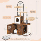 HOOBRO Cat Tree with Litter Box Enclosure, All-in-One 31.5" Cat Tower with Hidden Litter Box Cover Furniture for Indoor Cats, Versatile Cat Condo with Sisal Posts, Hammock, Rustic Brown FG45MZ03