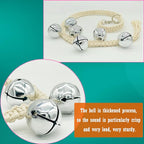 Dog Hanging Doorbells| 6 Extra Loud Dog Potty Training Bells| Adjustable Durable Braided Rope Door Bell for Dogs to Ring to Go Outside(Silver, Large)