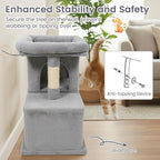 Tangkula Small Cat Tree for Indoor Cats, 25.5 Inch Cat Tower with Sisal Scratching Posts, 2 Large Cat Condos with Padded Top Perch, Modern Cat Climbing Furniture for Adult Cats & Kittens (Light Gray)
