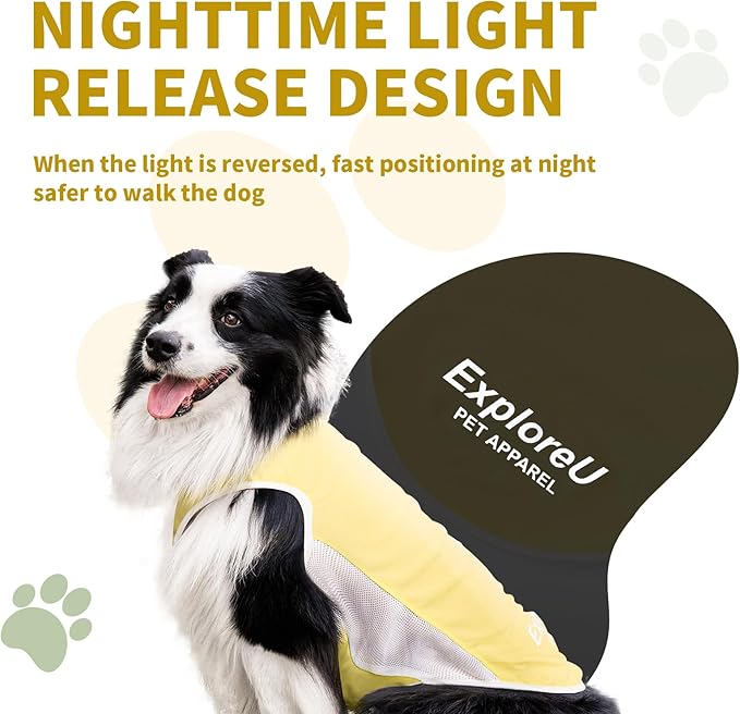 Dog Shirt, Cooling Vest Lightweight Breathable, Dog T-Shirts All-Season Sun Protection Quick Dry Soft Stretchy Reflective Tank Top - Small Medium Large Dogs (Melon Green+Soft Yellow, X-Large)