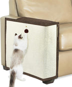 Upgraded Cat Scratch Furniture Protector,Cat Scratch Sofa Arm Sheild with 27.6’‘L*19.6’‘W Natural Sisal and Scratch Ball for Protecting Couch Sofa Chair Furniture (Brown/Right Handed)