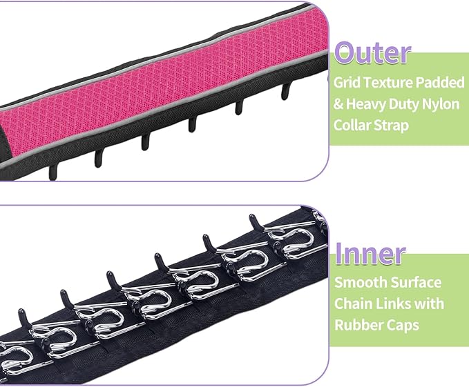 Martingale No Pull Dog Collar for Large Medium Dogs Training Walking, Heavy Duty Nylon Reflective Adjustable Anti Pull Slip Collar with Buckle S Hot Pink