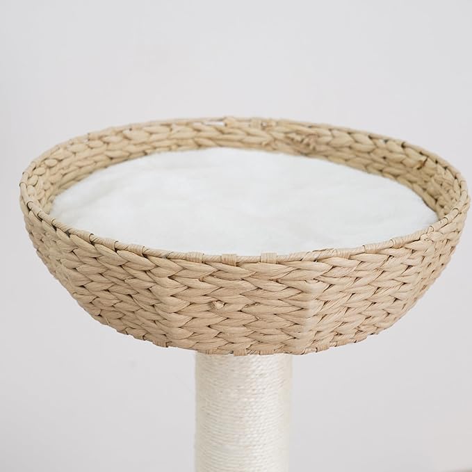 PetPals® Pharaoh 5-Level Cat Tree with Recycled Paper Rope Baskets, Sisal Scratching Posts, Teaser Toy, Massager, Eco-Friendly Boho Cat Furniture for Cats Up to 15 lbs