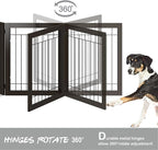 PAWLAND 144-inch Extra Wide 30-inches Tall Dog gate with Door Walk Through, Freestanding Wire Pet Gate for The House, Doorway, Stairs, Pet Puppy Safety Fence, Support Feet Included, Espresso,6 Panels