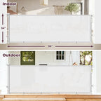 96" Retractable Baby Gates Large Openings, Extra Wide Mesh Dog Gate for Garage Deck Porch, Strong Suction Disc Prevent Crawling Under, 34" Tall Long Safety Gate for Child Indoor Outdoor, White