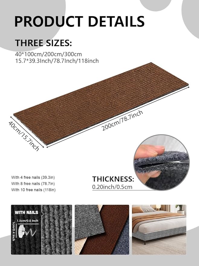 Cat Scratch Couch Furniture Protector, Adhesive Cat Scratch Pad Deterrent for Furniture, DIY Climbing Cat Scratcher Couch Protector from Cat Claws Scratching Mat for Indoor (Brown,78.7x15.8Inch)
