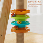 Floor to Ceiling Cat Tree, Adjustable Height Cat Tower (98-110 Inch) Fits Any Room, Modern Cat Activity Tree with Large Wood Condo, Hammock & Scratching Post for Indoor (Natural+White + 2)