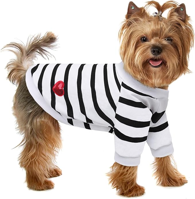 Pet Dog Striped T-Shirt Dogs Cats Cotton Vest Spring Summer Pet Apparel Tee Shirt Suitable for Small and Medium Large Pets French Bulldog Bichon