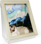 Mona Lisa Cat Bed Painting Cat Scratcher for Indoor Cat Scratching Board Pad, W/Horizontal CartBoard Cat Scratcher Bed House Half-Surround Design W/Catnip (Field with Cypresses, Frame Pre-Taped)
