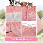 Cat Princess Indoor Tent House - Dog House Indoor/Outdoor Lace Mesh Breathable Windows Door Curtains Removable Portable Cave Nest Bed Bunny and Puppy (Pink, m)