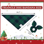 E-Clover St Patricks Day Dog Bandanas Boy & Matching Scrunchie Set Plaid Dog Bibs Scarf Triangle Kerchief Bandana for Medium Large Dogs Birthday Gifts Pet Owner Mom Green Spring